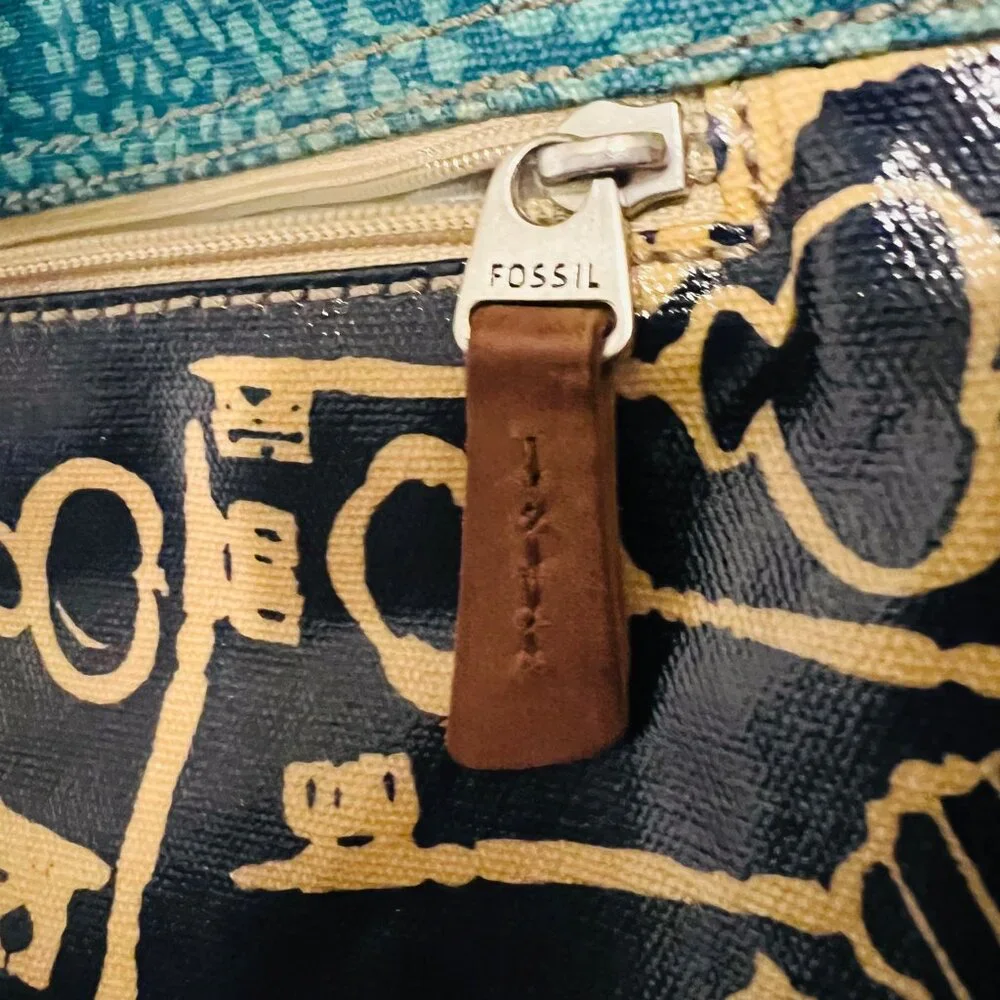 Fossil Key-Per Shoulder/Tote Purse-Teal/Navy Shopper-14